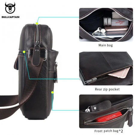 Geanta barbati, Hudson GB2967, Piele Naturala, Cafeniu, 21x19x7.5 cm [1]