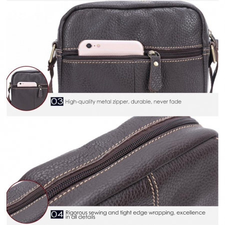 Geanta barbati, Jack GB7639, Piele Naturala, Maro, 22x21x8 cm [2]