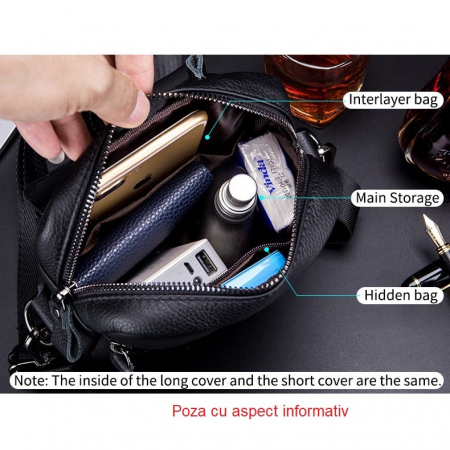 Geanta barbati, Jasp GB3028, Piele Naturala, Cafeniu, 21x16x7 cm [3]