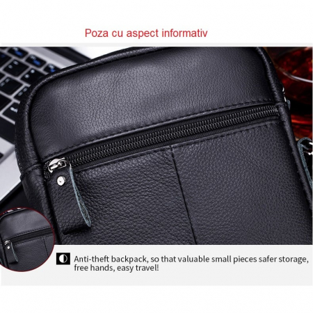 Geanta barbati, Jasp GB3028, Piele Naturala, Cafeniu, 21x16x7 cm [6]