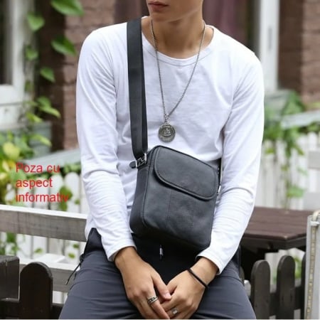 Geanta barbati, Robert GB3037, Piele Naturala, Cafeniu, 21x19x8 cm [5]