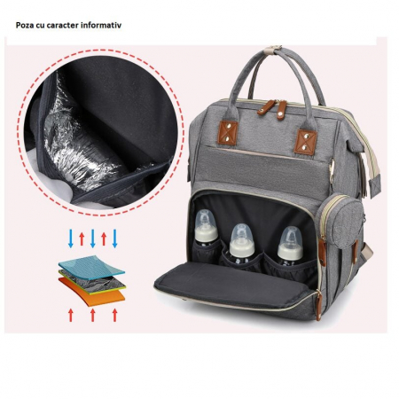 Geanta Bebe Avamsi AVALL-HT9011 tip rucsac scutece cu patut pliabil, Straight, incapatoare, impermeabila, versatila, ergonomica si sigura pentru mama, tata si copil [7]