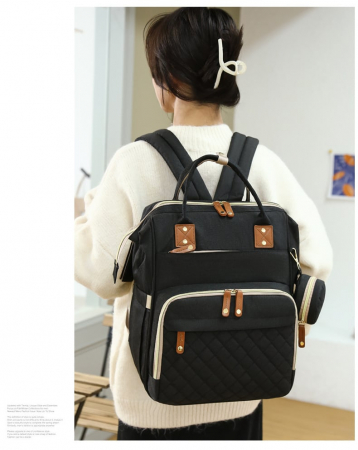 Geanta Bebe Avamsi AVALL-HT9011 tip rucsac scutece cu patut pliabil, Straight, incapatoare, impermeabila, versatila, ergonomica si sigura pentru mama, tata si copil [2]