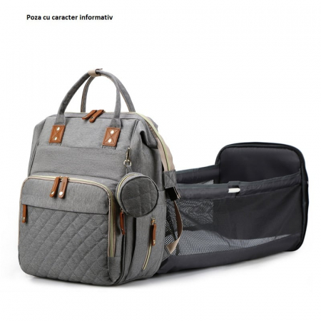 Geanta Bebe Avamsi AVALL-HT9011 tip rucsac scutece cu patut pliabil, Straight, incapatoare, impermeabila, versatila, ergonomica si sigura pentru mama, tata si copil [3]