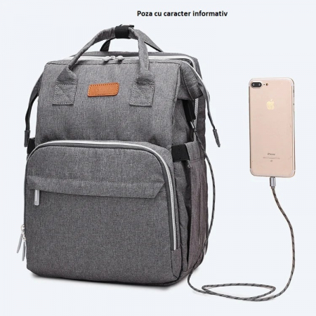 Geanta Bebe Avamsi LL-1 tip rucsac scutece cu patut pliabil, Straight, incapatoare, impermeabila, versatila, ergonomica si sigura pentru mama, tata si copil [4]