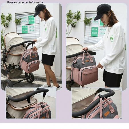 Geanta Bebe Avamsi LL-1 tip rucsac scutece cu patut pliabil, Straight, incapatoare, impermeabila, versatila, ergonomica si sigura pentru mama, tata si copil [6]