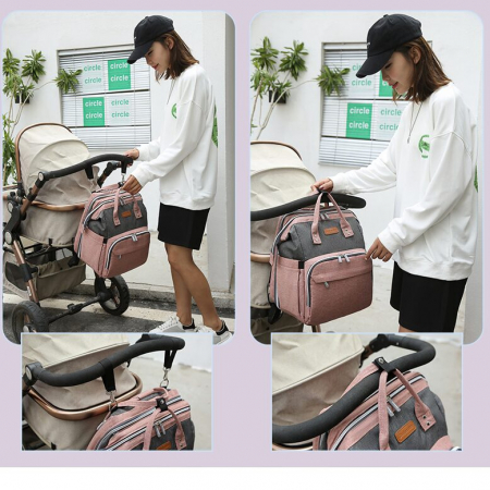 Geanta Bebe Avamsi LL-1 tip rucsac scutece cu patut pliabil, Straight, incapatoare, impermeabila, versatila, ergonomica si sigura pentru mama, tata si copil [8]