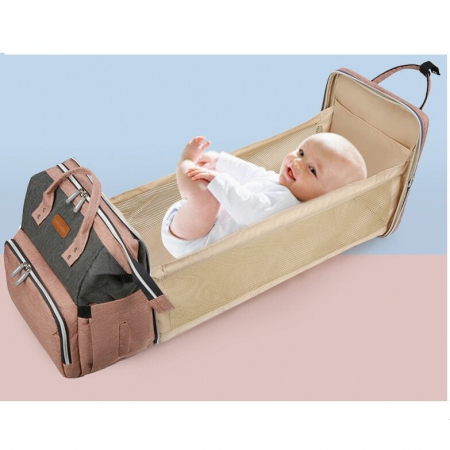 Geanta Bebe Avamsi LL-1 tip rucsac scutece cu patut pliabil, Straight, incapatoare, impermeabila, versatila, ergonomica si sigura pentru mama, tata si copil [3]