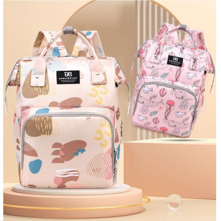 Geanta Bebe Delfina MB17 tip rucsac scutece, Straight, incapatoare, impermeabila, versatila, ergonomica si sigura pentru mama, tata si copil, 38x26x18 cm [2]