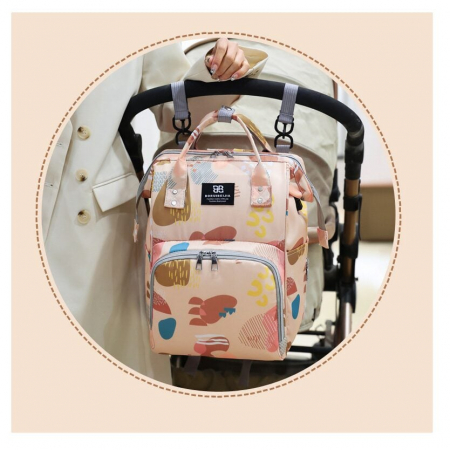 Geanta Bebe Delfina MB17 tip rucsac scutece, Straight, incapatoare, impermeabila, versatila, ergonomica si sigura pentru mama, tata si copil, 38x26x18 cm [7]