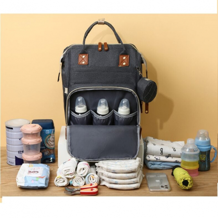 Geanta Bebe Ecaterina LL-HT9010  tip rucsac scutece, Straight, incapatoare, impermeabila, versatila, ergonomica si sigura pentru mama, tata si copil [5]