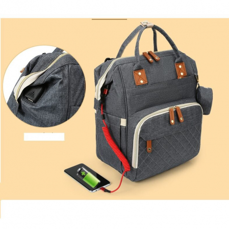 Geanta Bebe Ecaterina LL-HT9010  tip rucsac scutece, Straight, incapatoare, impermeabila, versatila, ergonomica si sigura pentru mama, tata si copil [1]