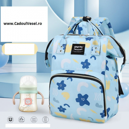 Geanta Bebe Eleonora MB07 tip rucsac scutece, Straight, incapatoare, impermeabila, versatila, ergonomica si sigura pentru mama, tata si copil, 38x26x18 cm [8]