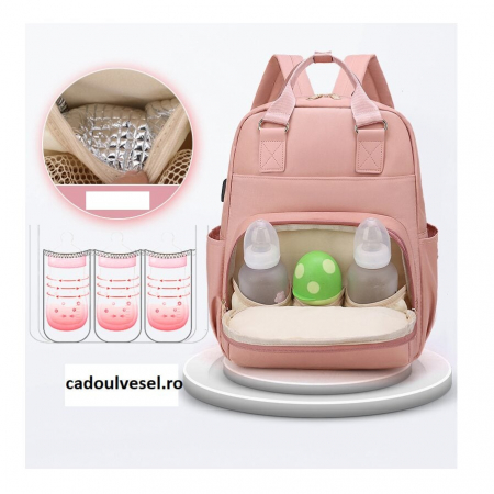 Geanta Bebe Ruby MB23 tip rucsac scutece, Straight, incapatoare, impermeabila, versatila, ergonomica si sigura pentru mama, tata si copil, 39x29x15 cm [7]
