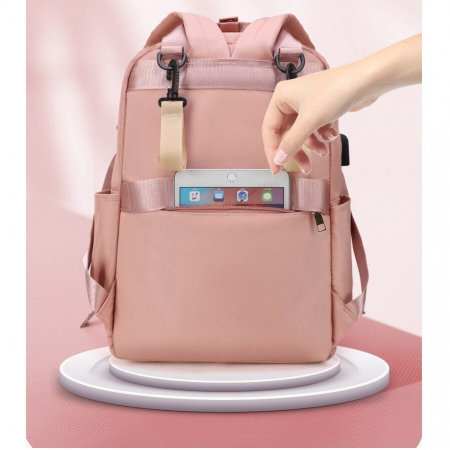 Geanta Bebe Ruby MB23 tip rucsac scutece, Straight, incapatoare, impermeabila, versatila, ergonomica si sigura pentru mama, tata si copil, 39x29x15 cm [11]