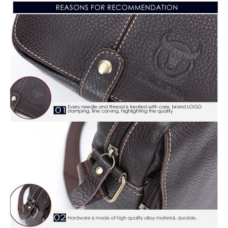 Geanta Piele Naturala, BullCaptain, BC-07-L, Maro, 22x21x8 cm [4]