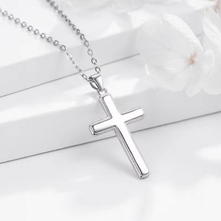 BIJUTERII ARGINT - Lantisor cu pandativ cruce din argint  925, LD762, Darul cerului, placat cu rodiu