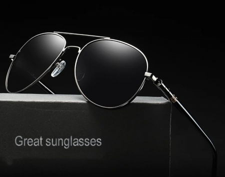 Ochelari de soare Barbati, Polarizati, Protectie UV, Sindre 1099 Aviator, Negru [5]