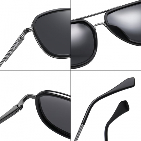 Ochelari de soare unisex AVAMSI XFT-C1770 Aviator, Polarizati, Negru [6]