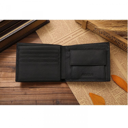 Portofel Barbati, JINBAOLAI, JBL-8041, Negru, 11.5x9.5x2.5 cm, Piele naturala [5]