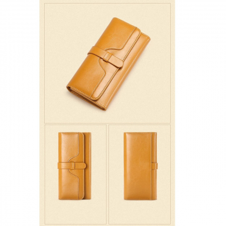Portofel Dama, AVAMSI, BQ-5160, Galben, 19.5x9.5x3 cm cm Piele naturala [1]