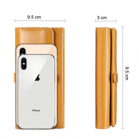 Portofel Dama, AVAMSI, BQ-5160, Galben, 19.5x9.5x3 cm cm Piele naturala [3]