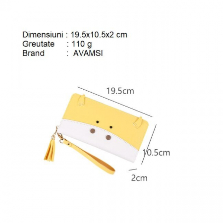 Portofel Dama, AVAMSI, KXM-C079-103, Galben, 19x10.5x2.5 cm [1]