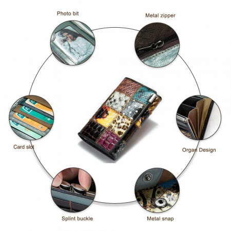 Portofel Dama, AVAMSI, WST-544, Multicolor, Piele naturala, 15.5x8.5x2.5 cm [1]