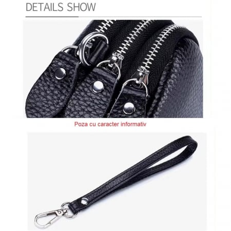 Portofel Dama, AVAMSI, YT-003, Rosu, 17x9.5x5 cm Piele naturala [4]