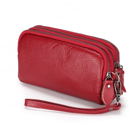 Portofel Dama, AVAMSI, YT-003, Rosu, 17x9.5x5 cm Piele naturala [0]