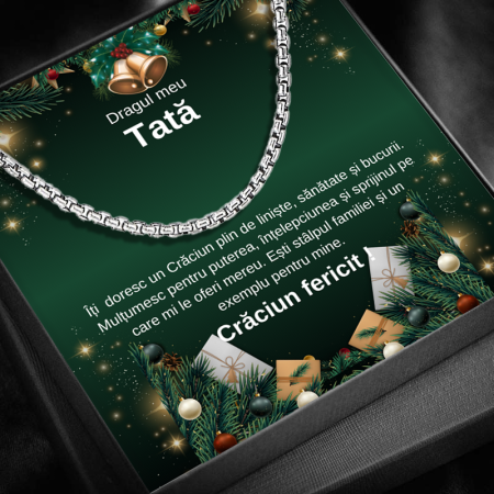 CADOU DE CRĂCIUN - Set Cadou Craciun Tată– Colier Regal Force , Cutie Elegantă și Felicitare Personalizată