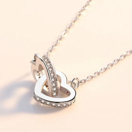 Set Cadou Fiică – Colier cu Pandativ Inimi Pereche din Argint 925 placat cu rodiu, Cutie Elegantă și Felicitare Personalizată [11]