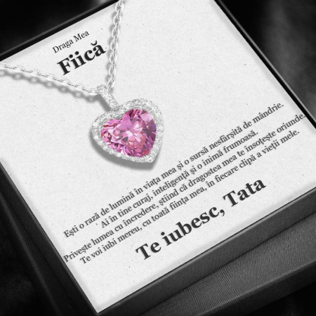 CADOU FIICĂ - Set Cadou Fiică – Colier cu Pandativ Perla Roz din Argint 925 placat cu rodiu, Cutie Elegantă și Felicitare Personalizată