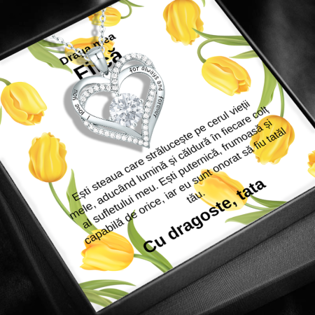 CADOU FIICĂ - Set Cadou Fiică LD756M– Colier cu Pandativ Legământul Iubirii  din Argint 925 placat cu rodiu, Cutie Elegantă și Felicitare Personalizată