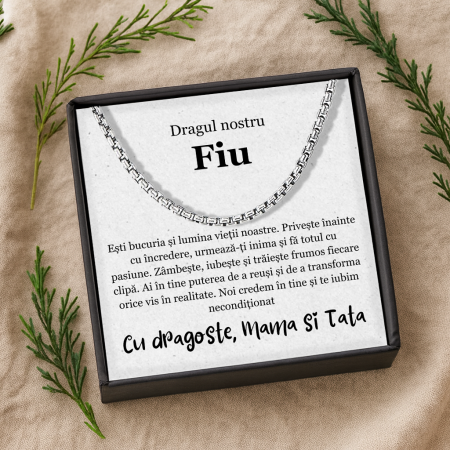 CADOU FIU - Set Cadou Fiu – Colier Regal Force , Cutie Elegantă și Felicitare Personalizată