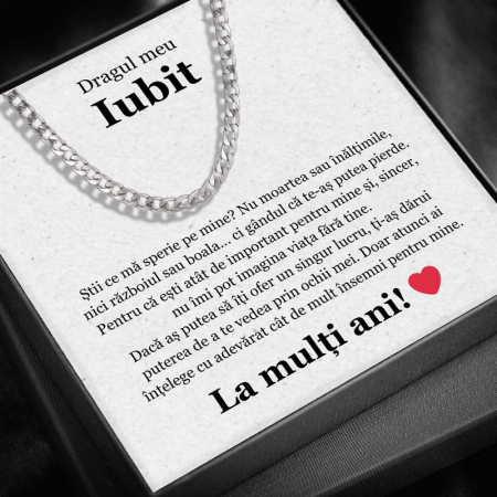 CADOU IUBIT - Set Cadou Iubit SS03I – Colier Cuban Billionaire , Cutie Elegantă și Felicitare