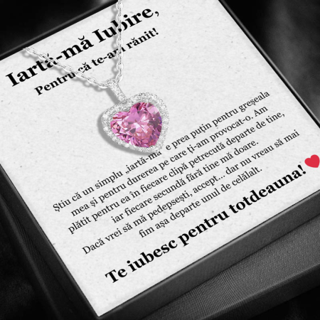 CADOU IUBITĂ - Set Cadou Iubita LD751R– Colier cu Pandativ Perla Roz din Argint 925 placat cu rodiu, Cutie Elegantă și Felicitare
