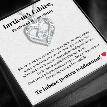 CADOU IUBITĂ - Set Cadou Iubita LD756N– Colier cu Pandativ Legamantul iubirii din Argint 925 placat cu rodiu, Cutie Elegantă și Felicitare