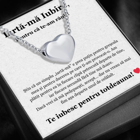 CADOU IUBITĂ - Set Cadou Iubita LD764R– Colier cu Pandativ  Aurora Inimii   din Argint 925 placat cu rodiu, Cutie Elegantă și Felicitare