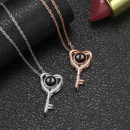 Set Cadou Mamă– Colier cu Pandativ Cheia destinului  din Argint 925 placat cu rodiu, Cutie Elegantă și Felicitare Personalizată [2]