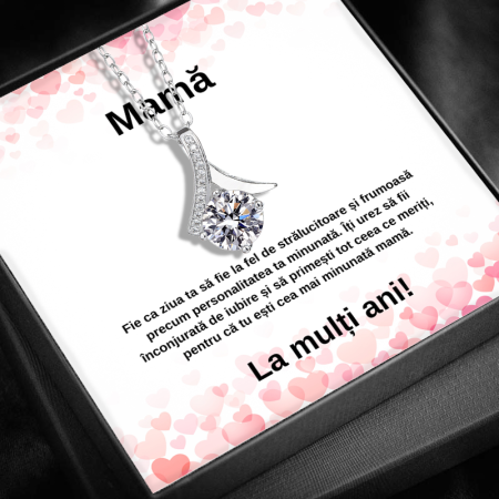 CADOU MAMĂ - Set Cadou Mamă LD742O– Colier cu Pandativ Talisman de lumina din Argint 925 placat cu rodiu, Cutie Elegantă și Felicitare Personalizată