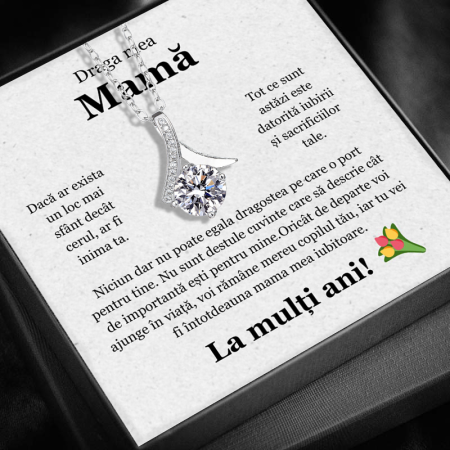 CADOU MAMĂ - Set Cadou Mamă LD742V– Colier cu Pandativ Talisman de lumina din Argint 925 placat cu rodiu, Cutie Elegantă și Felicitare