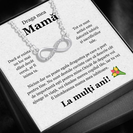 FEMEI - Set Cadou Mamă LD759S– Colier cu Pandativ Taina Infinitului  din Argint 925 placat cu rodiu, Cutie Elegantă și Felicitare