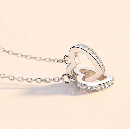Set Cadou Noră – Colier cu Pandativ Inimi Pereche din Argint 925 placat cu rodiu, Cutie Elegantă și Felicitare Personalizată [10]