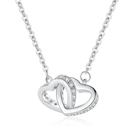 Set Cadou Noră – Colier cu Pandativ Inimi Pereche din Argint 925 placat cu rodiu, Cutie Elegantă și Felicitare Personalizată [2]