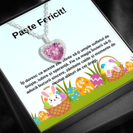 CADOU IUBITĂ - Set Cadou Paste Iubita LD751S– Colier cu Pandativ Perla Roz din Argint 925 placat cu rodiu, Cutie Elegantă și Felicitare