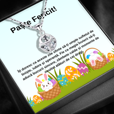 CADOU SOACRĂ - Set Cadou  Paste Soacră LD770R– Colier cu Pandativ Cubul infinitului  din Argint 925 placat cu rodiu, Cutie Elegantă și Felicitare