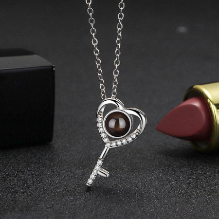 Set Cadou Prietenă -Colier cu Pandativ Cheia destinului din Argint 925 placat cu rodiu, Cutie Elegantă și Felicitare Personalizată [1]