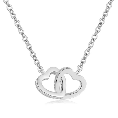 Set Cadou Prietenă -Colier cu Pandativ Inimi Pereche din Argint 925 placat cu rodiu, Cutie Elegantă și Felicitare Personalizată [1]