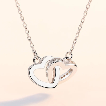 Set Cadou Prietenă -Colier cu Pandativ Inimi Pereche din Argint 925 placat cu rodiu, Cutie Elegantă și Felicitare Personalizată [12]